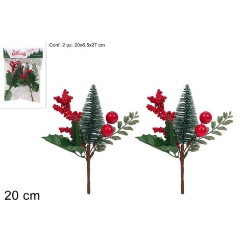 SPILLONE CHIUDIPACCO 20CM C ALBERELLO BACCHE E PALLINE